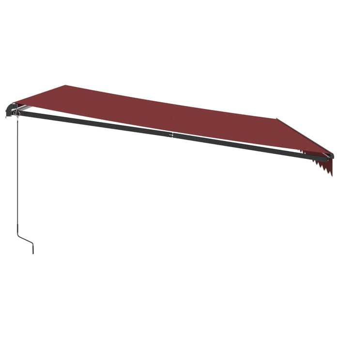 Manuell uttrekkbar markise med LED burgunder 450x350 cm