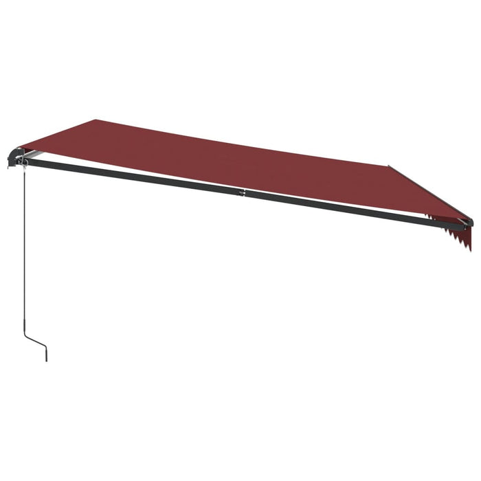 Manuell uttrekkbar markise med LED burgunder 500x350 cm