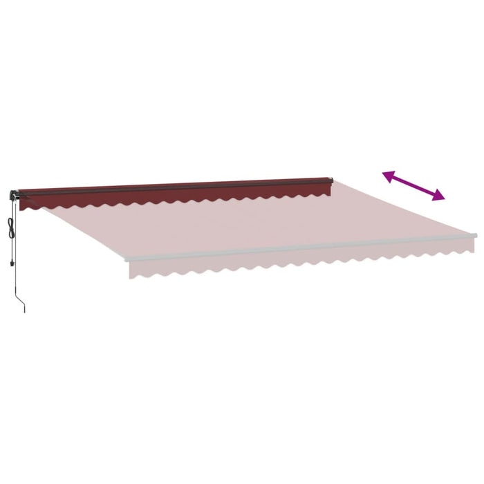 Automatisk uttrekkbar markise med LED burgunder 500x350 cm