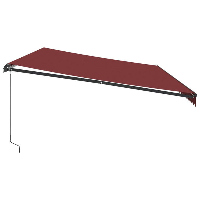 Manuell uttrekkbar markise med LED burgunder 600x350 cm