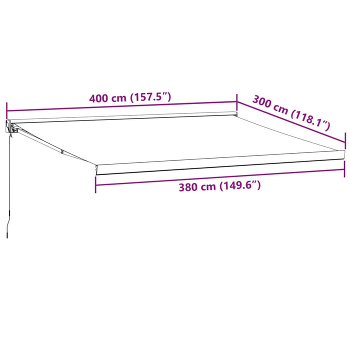 Manuell uttrekkbar markise burgunder 400x300 cm