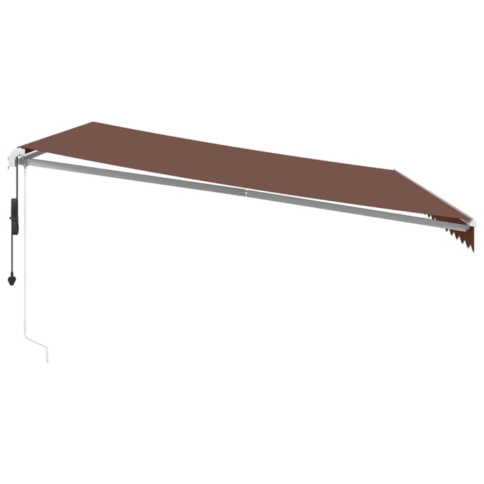 Manuell uttrekkbar markise med LED brun 500x300 cm