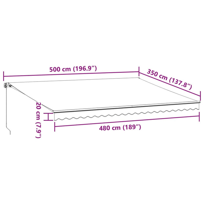 Manuell uttrekkbar markise brun 500x350 cm