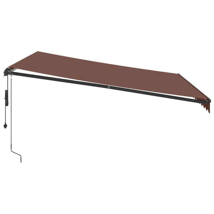 Automatisk uttrekkbar markise med LED brun 400x350 cm