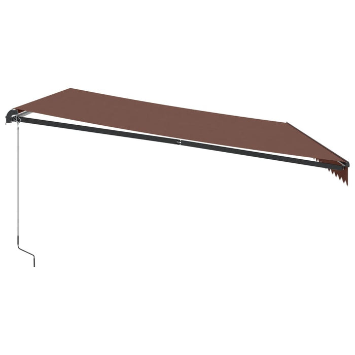 Manuell uttrekkbar markise med LED brun 500x350 cm