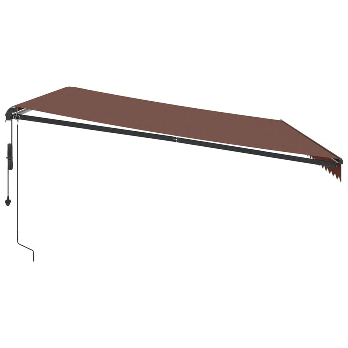 Automatisk uttrekkbar markise med LED brun 500x350 cm