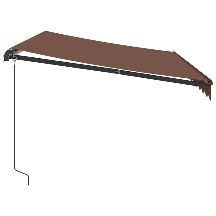 Manuell uttrekkbar markise med LED brun 350x250 cm