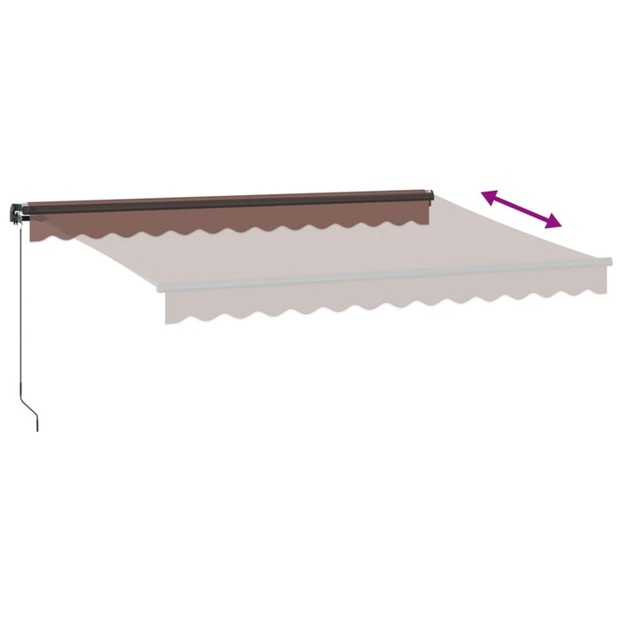 Manuell uttrekkbar markise med LED brun 350x250 cm