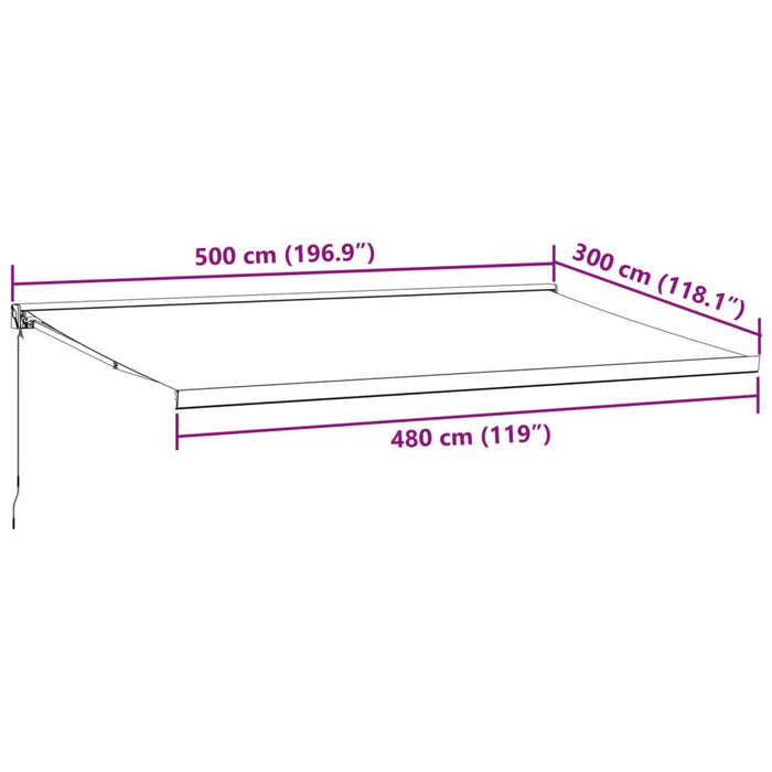 Uttrekkbar markise antrasitt og hvit 5x3 m stoff og aluminium