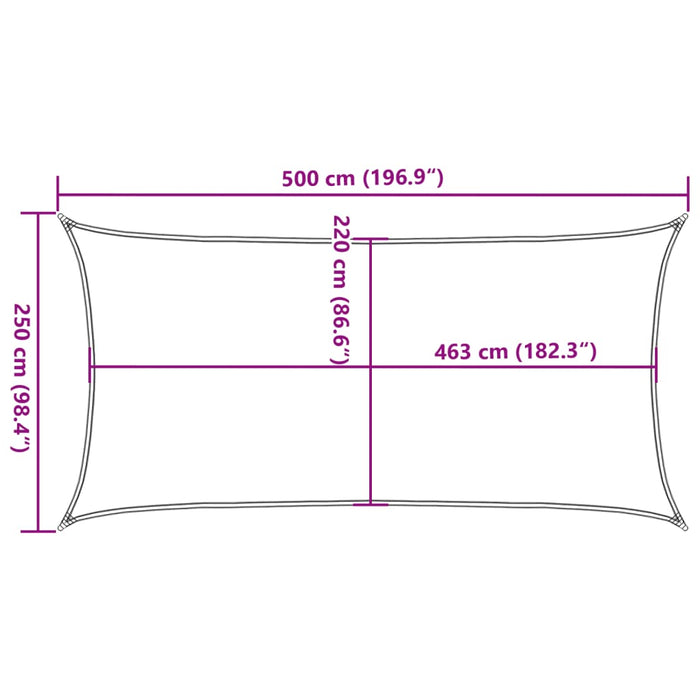 Solseil sand 5x2,5 m 100% polyester oxford