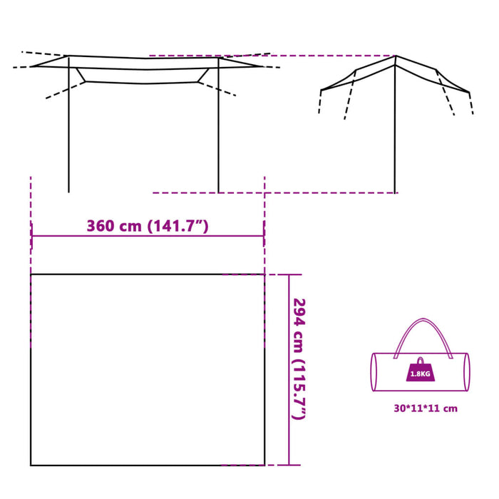 Campingpresenning grønn 360x294 cm vanntett