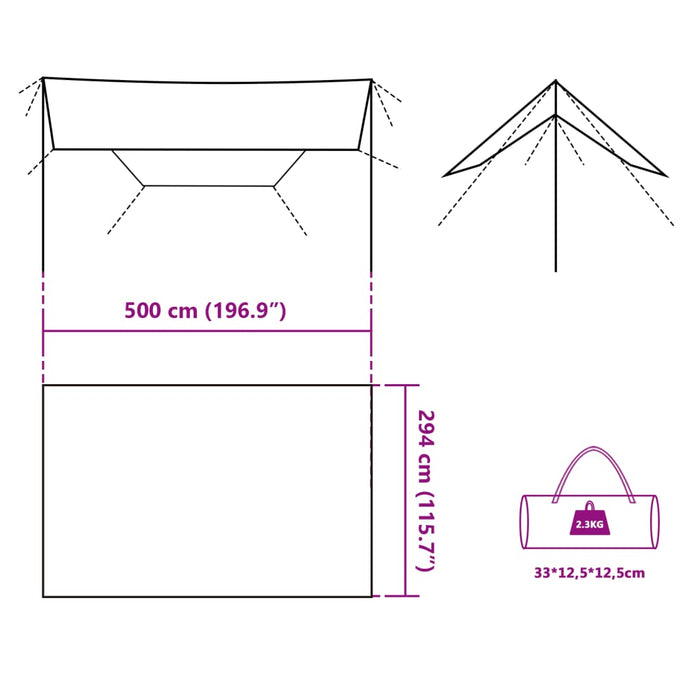 Campingpresenning grå og oransje 500x294 cm vanntett