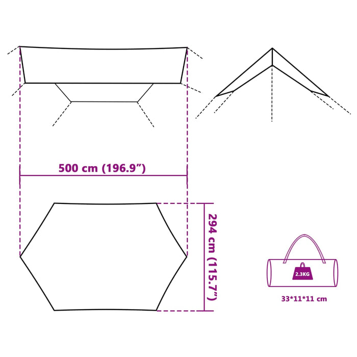 Campingpresenning grønn 500x294 cm vanntett