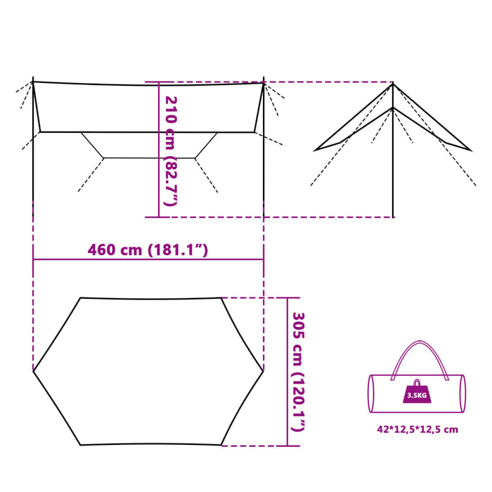 Campingpresenning grønn 460x305x210 cm vanntett