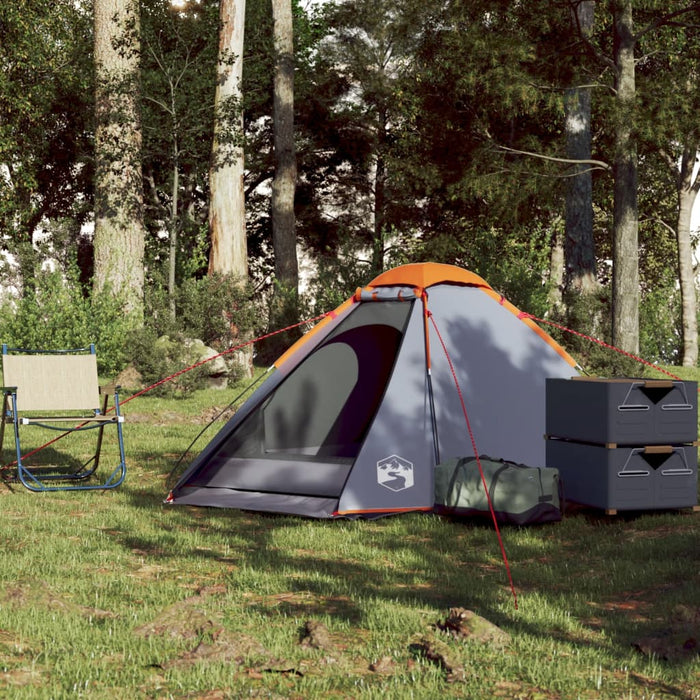 Kuppeltelt for camping 2 personer grå og oransje vanntett