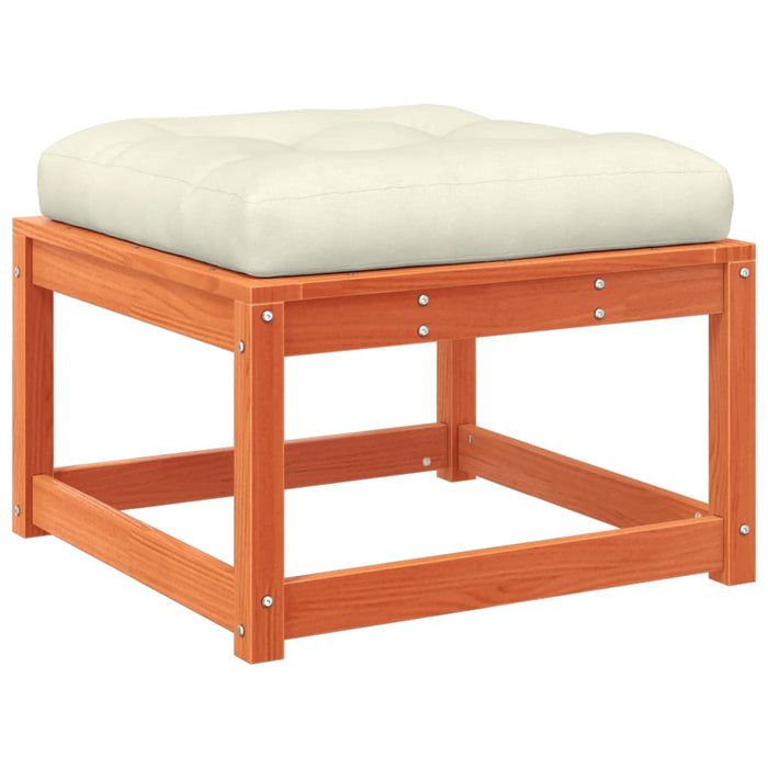 Utendørs fotskammel med puter voksbrun heltre furu