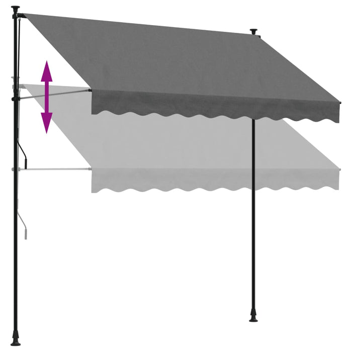 Uttrekkbar markise antrasitt 250x150 cm stoff og stål