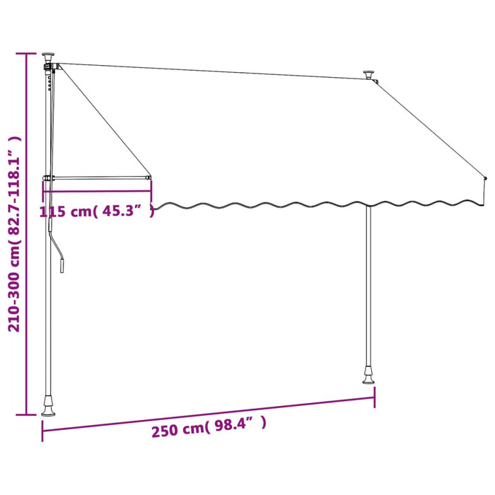 Uttrekkbar markise antrasitt 250x150 cm stoff og stål