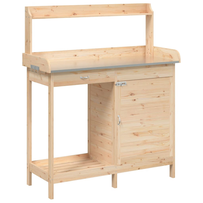 Pottebord med skap 110,5x45x124,5 cm heltre gran