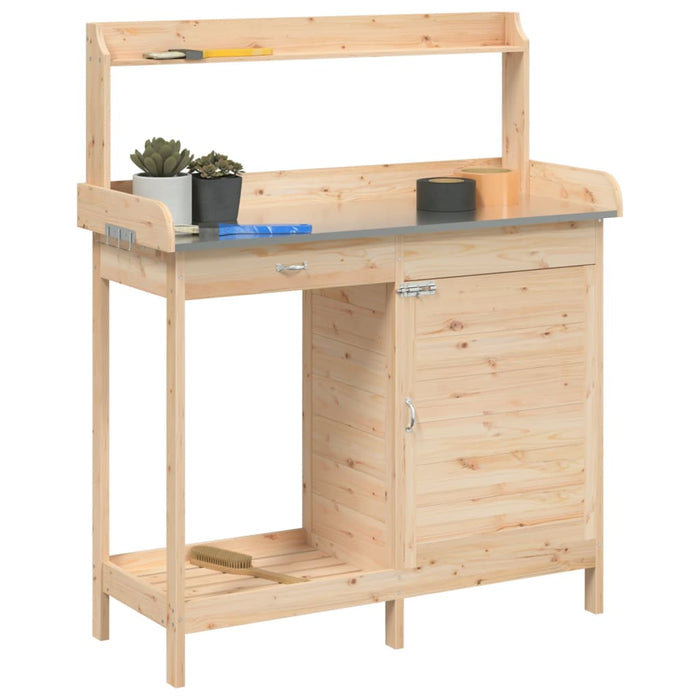 Pottebord med skap 110,5x45x124,5 cm heltre gran