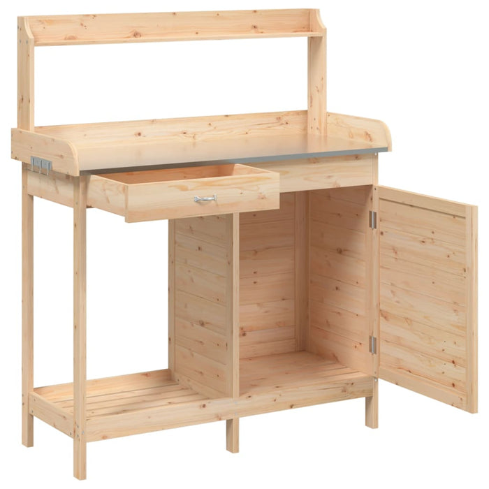 Pottebord med skap 110,5x45x124,5 cm heltre gran