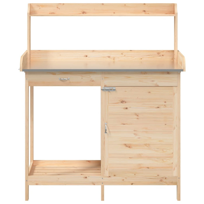 Pottebord med skap 110,5x45x124,5 cm heltre gran