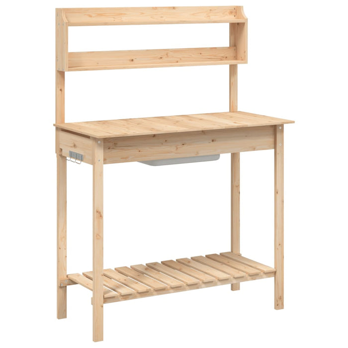 Pottebord med vask 147,5x44x139,5 cm heltre gran