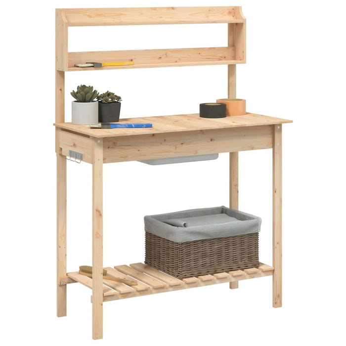 Pottebord med vask 147,5x44x139,5 cm heltre gran