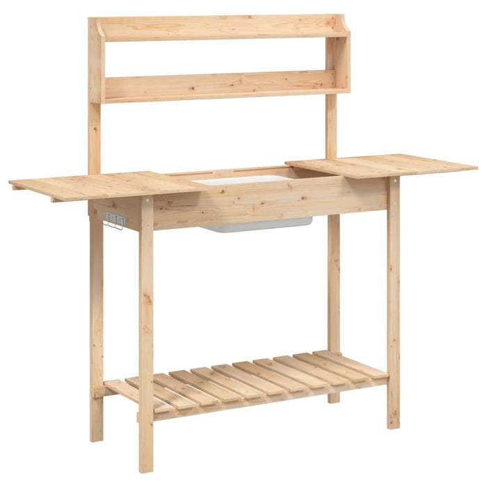 Pottebord med vask 147,5x44x139,5 cm heltre gran