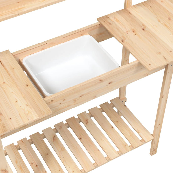 Pottebord med vask 147,5x44x139,5 cm heltre gran