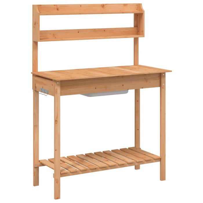 Pottebord med skap 147,5x44x139,5 cm heltre gran