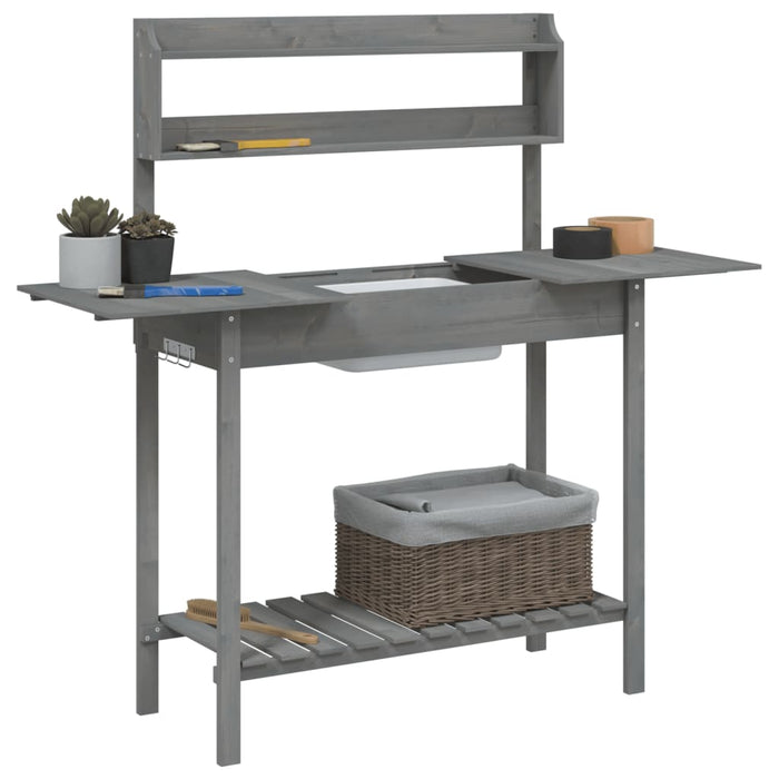 Pottebord med skap 147,5x44x139,5 cm heltre gran