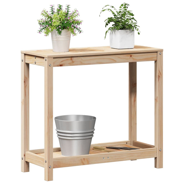 Pottebord med hylle 82,5x35x75 cm heltre furu