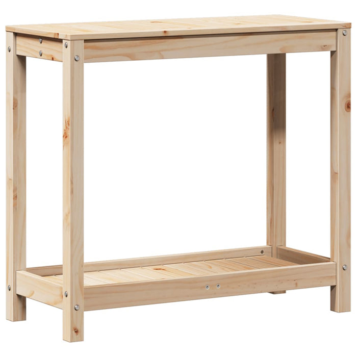 Pottebord med hylle 82,5x35x75 cm heltre furu