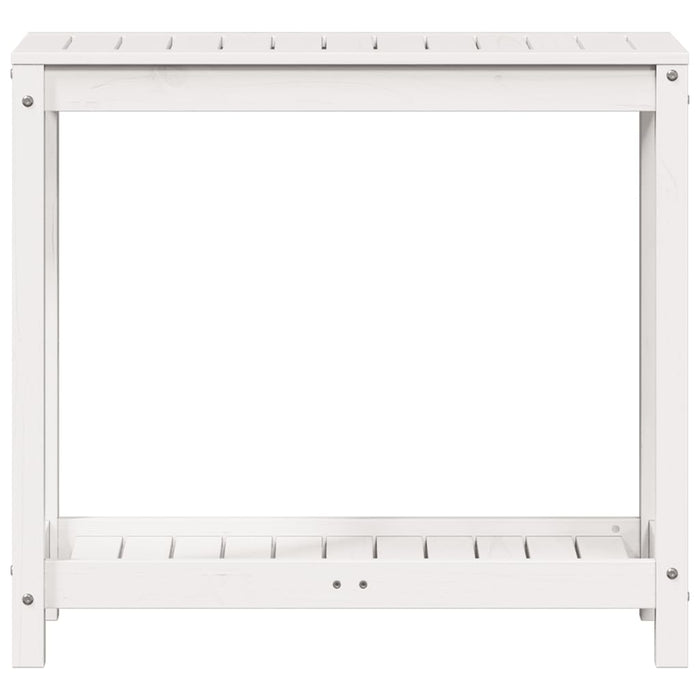 Pottebord med hylle hvit 82,5x35x75 cm heltre furu