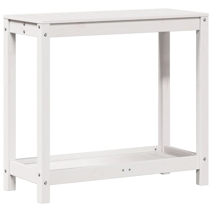 Pottebord med hylle hvit 82,5x35x75 cm heltre furu