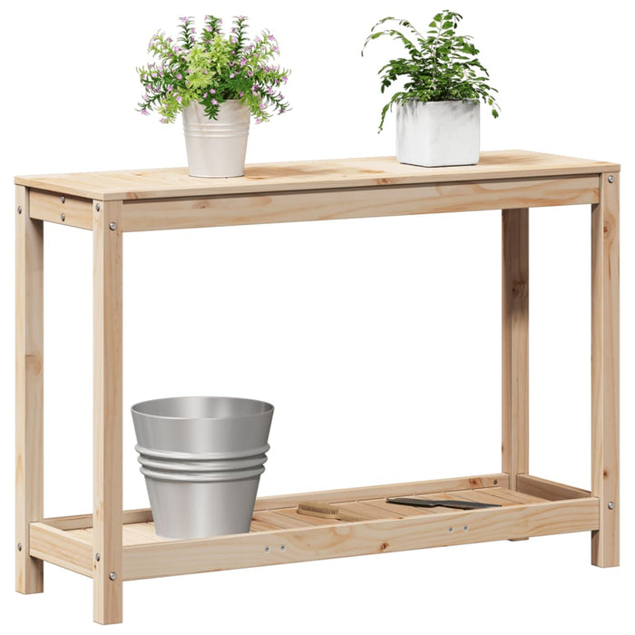 Pottebord med hylle 108x35x75 cm heltre furu