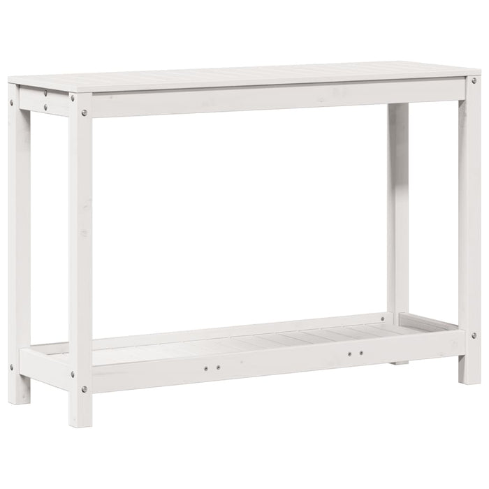 Pottebord med hylle hvit 108x35x75 cm heltre furu