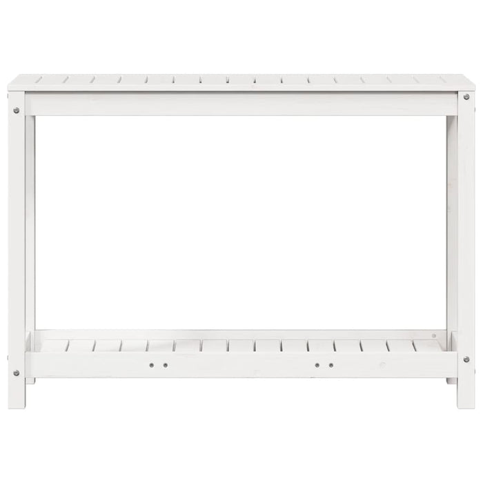 Pottebord med hylle hvit 108x35x75 cm heltre furu