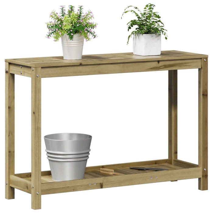 Pottebord med hylle 108x35x75 cm heltre furu