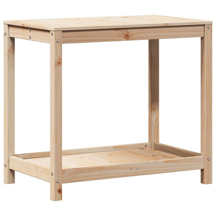 Pottebord med hylle 82,5x50x75 cm heltre furu