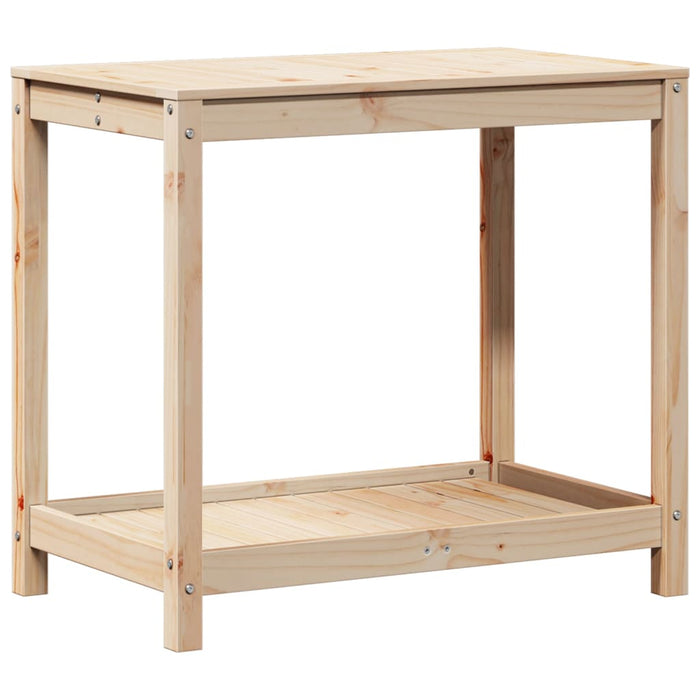 Pottebord med hylle 82,5x50x75 cm heltre furu