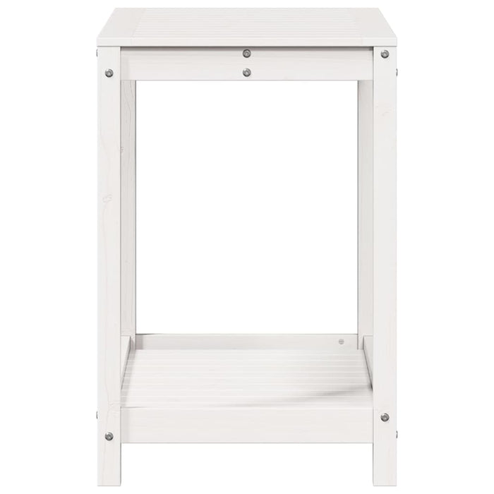 Pottebord med hylle hvit 82,5x50x75 cm heltre furu