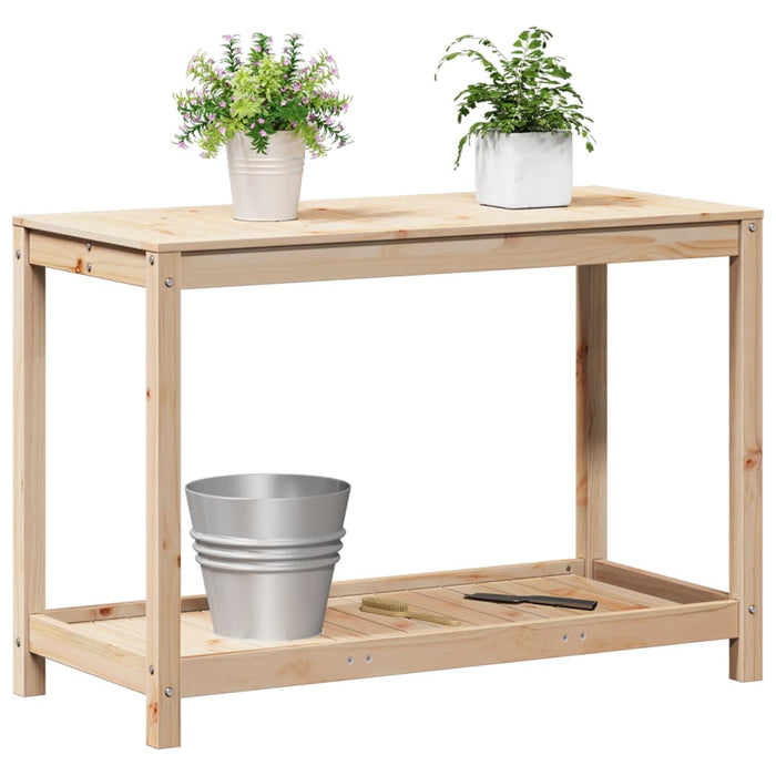 Pottebord med hylle 108x50x75 cm heltre furu