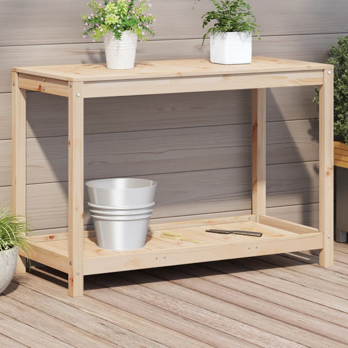 Pottebord med hylle 108x50x75 cm heltre furu