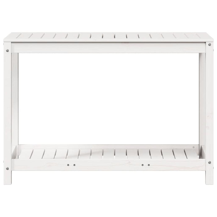 Pottebord med hylle hvit 108x50x75 cm heltre furu