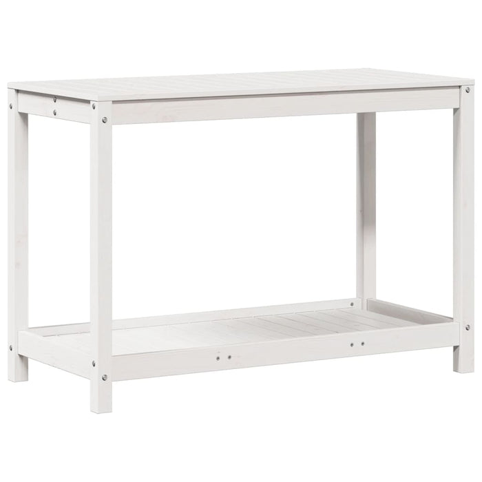 Pottebord med hylle hvit 108x50x75 cm heltre furu