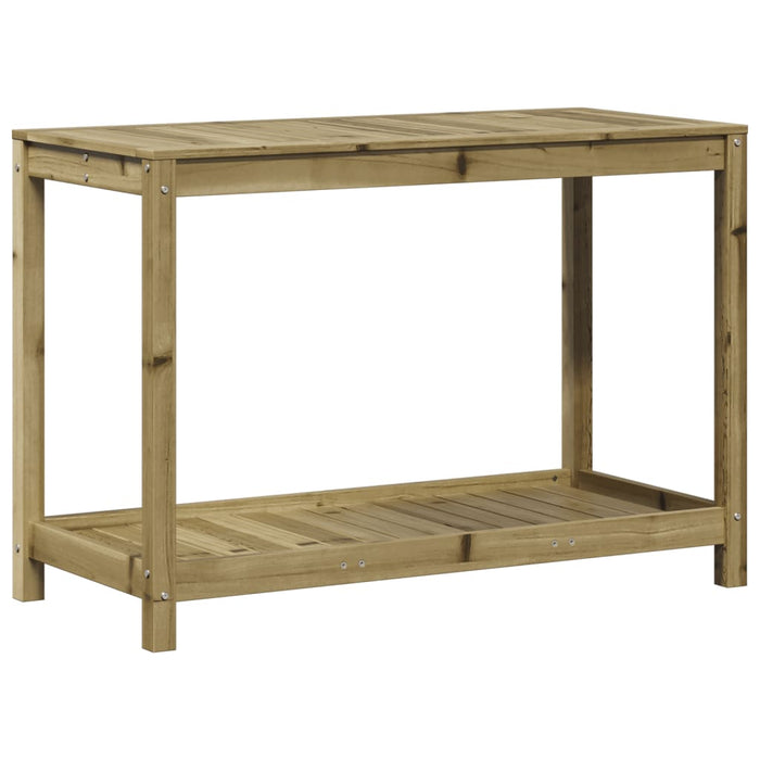 Pottebord med hylle 108x50x75 cm heltre furu