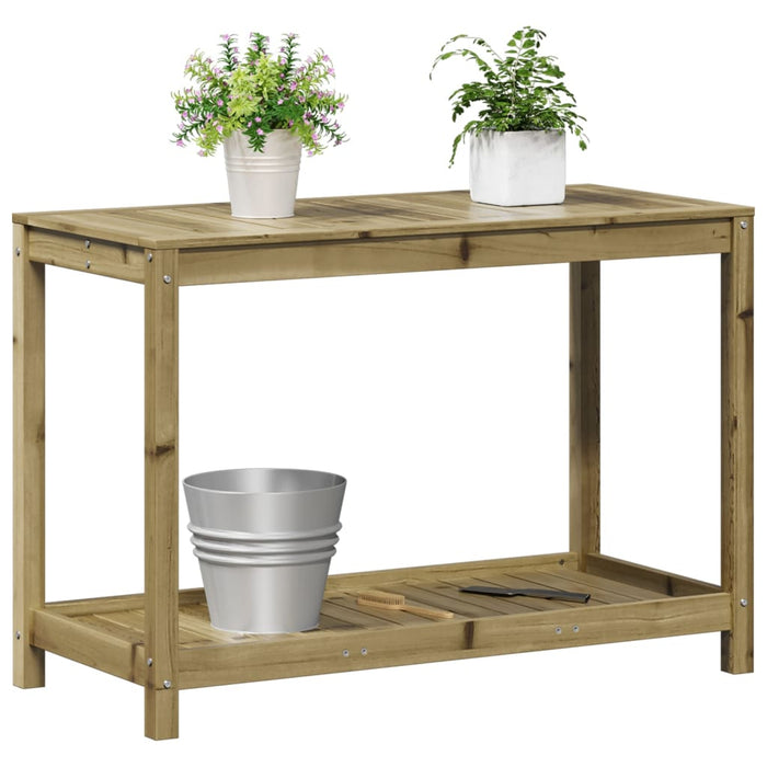 Pottebord med hylle 108x50x75 cm heltre furu