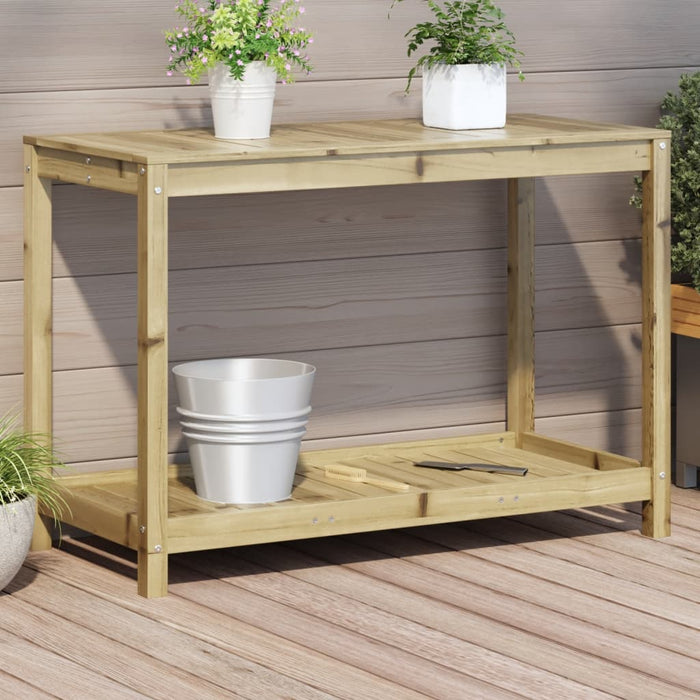 Pottebord med hylle 108x50x75 cm heltre furu